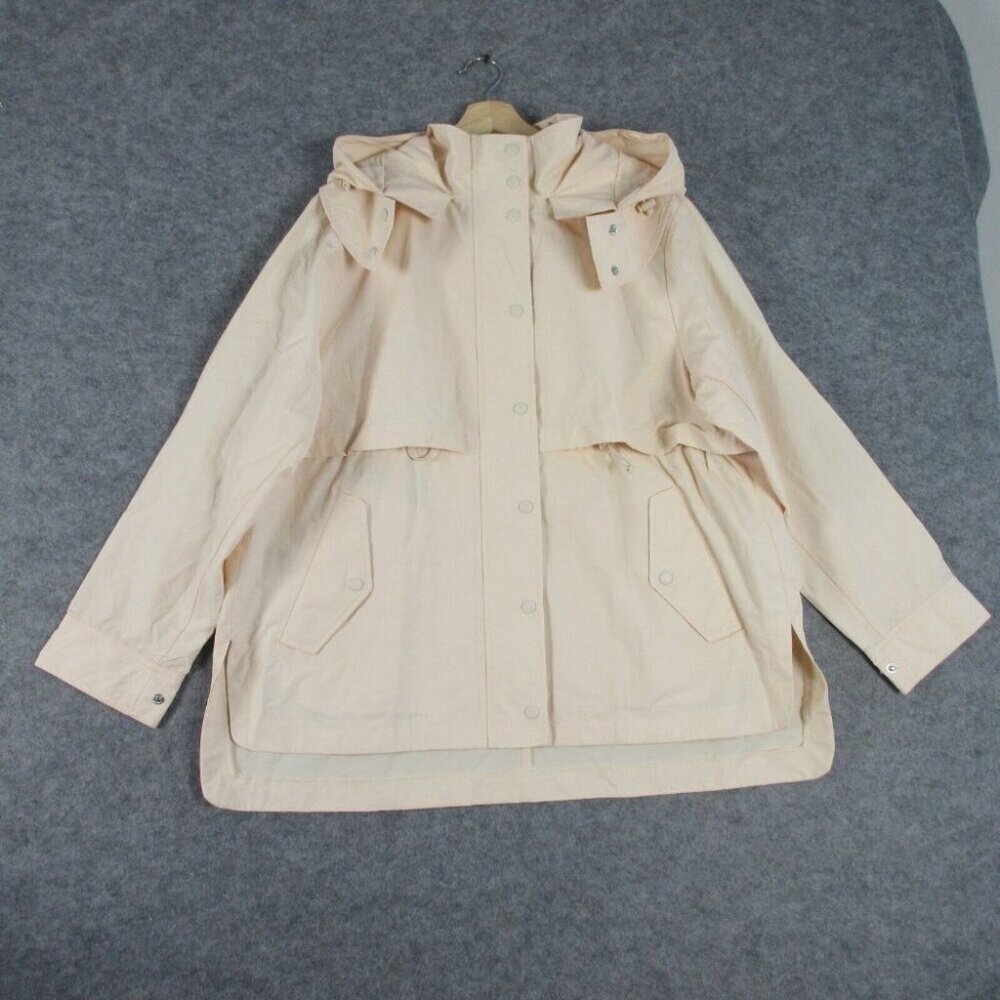J Crew New Perfect Women's Lightweight Hooded Jacket Zip Front Ivory L Large 676